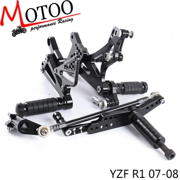

Full CNC aluminum Motorcycle footrest footpeg pedal foot peg Rearset Rear Set For YAMAHA YZF-R1 2007-2008