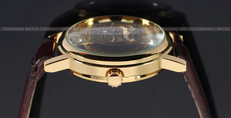 Factory Directly Deep Red Band Golden Mens Skeleton Watches T-winner For Sale