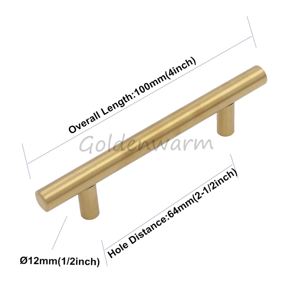 Золотые ручки для шкафа Goldenwarm мебель оборудование T бар кухонный шкаф ручки ящика ручки "~ 5" отверстие центры золотые ручки