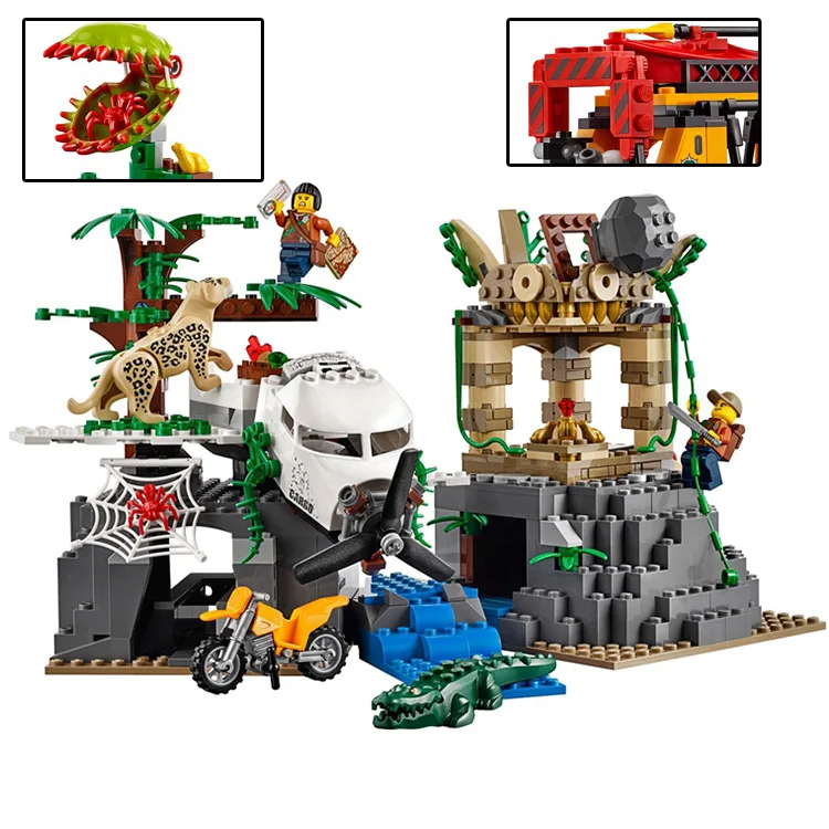 

870Pcs New Lepin legoingly City Jungle Exploration Site Model Building Block DIY Educational Gifts Toys for Children