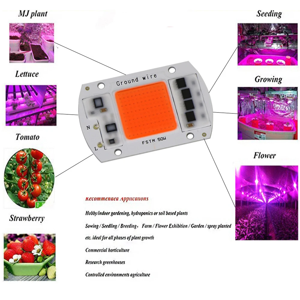 LED COB Chip Grow Light Phyto Lamp AC 220V 240V 20W 30W 50W Full Spectrum Flower Lamp For Plant Growth Flower Seedling Grow grow light
