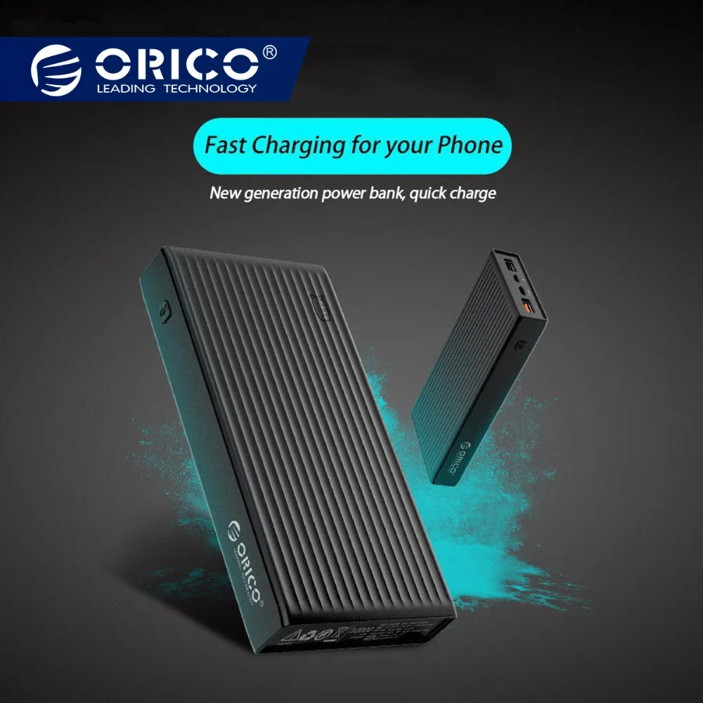 ORICO 10000-20000mAh Powerbank Portable External Battery Ultra Slim USB Mobile Charger Quick Charge Power Bank