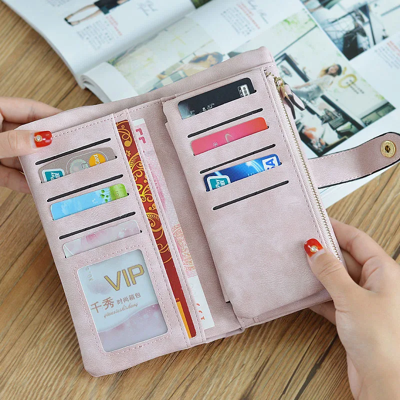 

2019 Women Brand Retro Matte Stitching Wallet Design Long Coin Purse Clutch Hasp Casual Card Holder Handbag Dollar Price Wallet