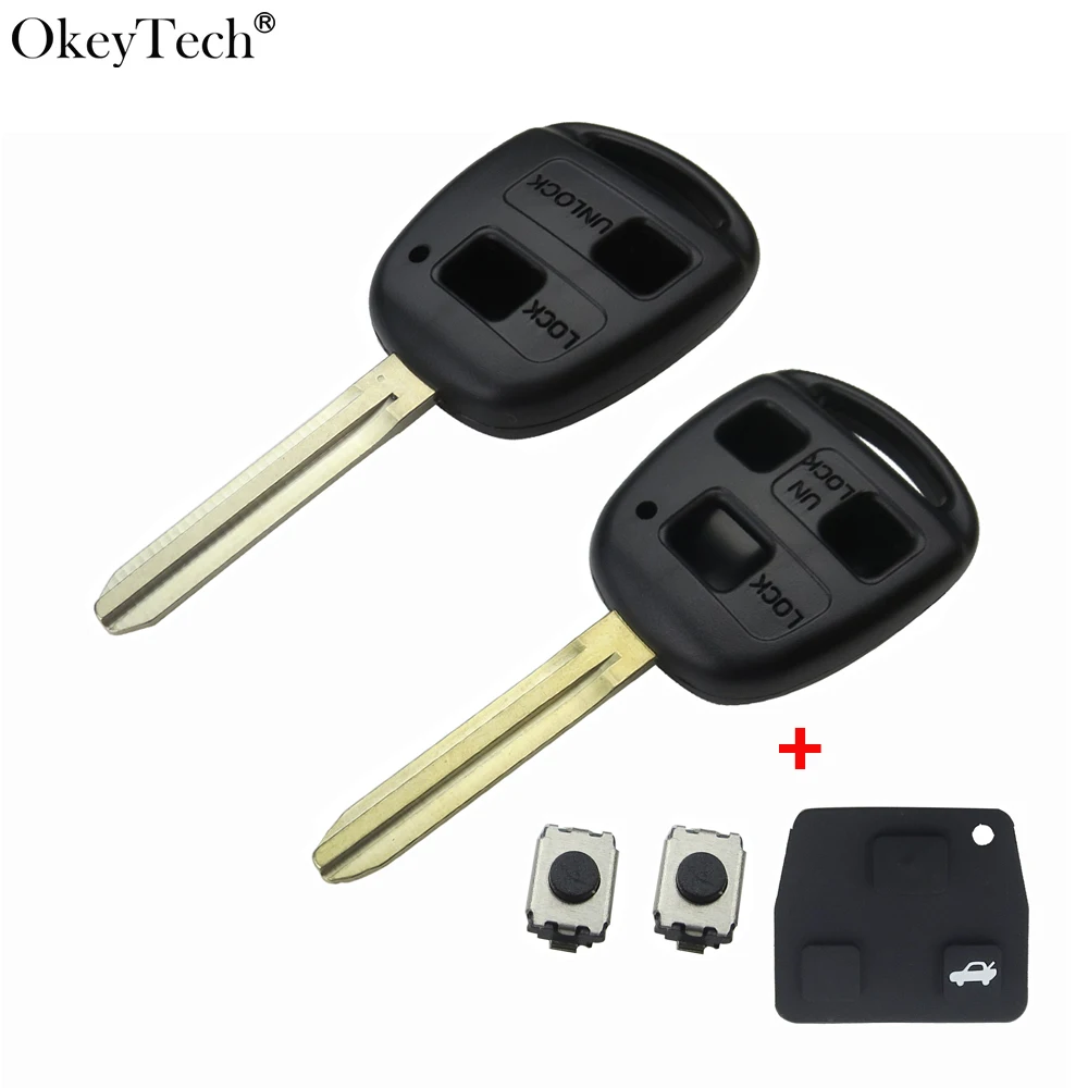 

OkeyTech Remote Car Key Shell Case 2/3 BTN For Toyota Yaris Prado Tarago Camry Corolla TOY43 Blade +Rubber Button Pad +Switches