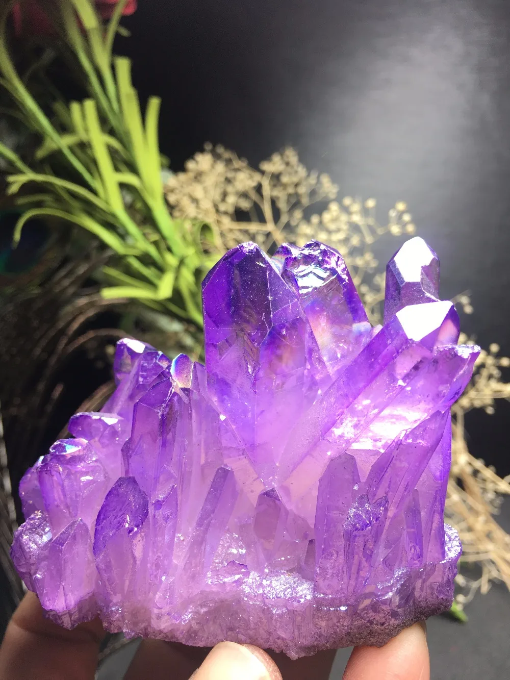

PRETTY Aura Quartz Crystal Bismuth Titanium Silicon Clusters SPECIMEN