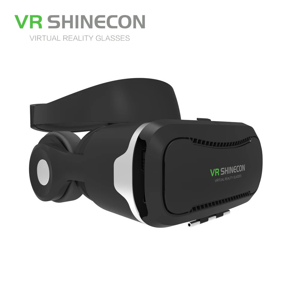 VR Shinecon 4,0 стерео Виртуальная реальность смартфон 3D очки гарнитура Google BOX+ наушники/кнопка управления для 3,5-5,5 'мобильный телефон