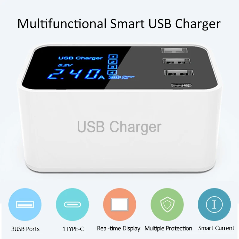 Быстрая зарядка Тип C usb-зарядное устройство светодиодный дисплей настенное зарядное устройство быстрый мобильный телефон зарядное устрой...