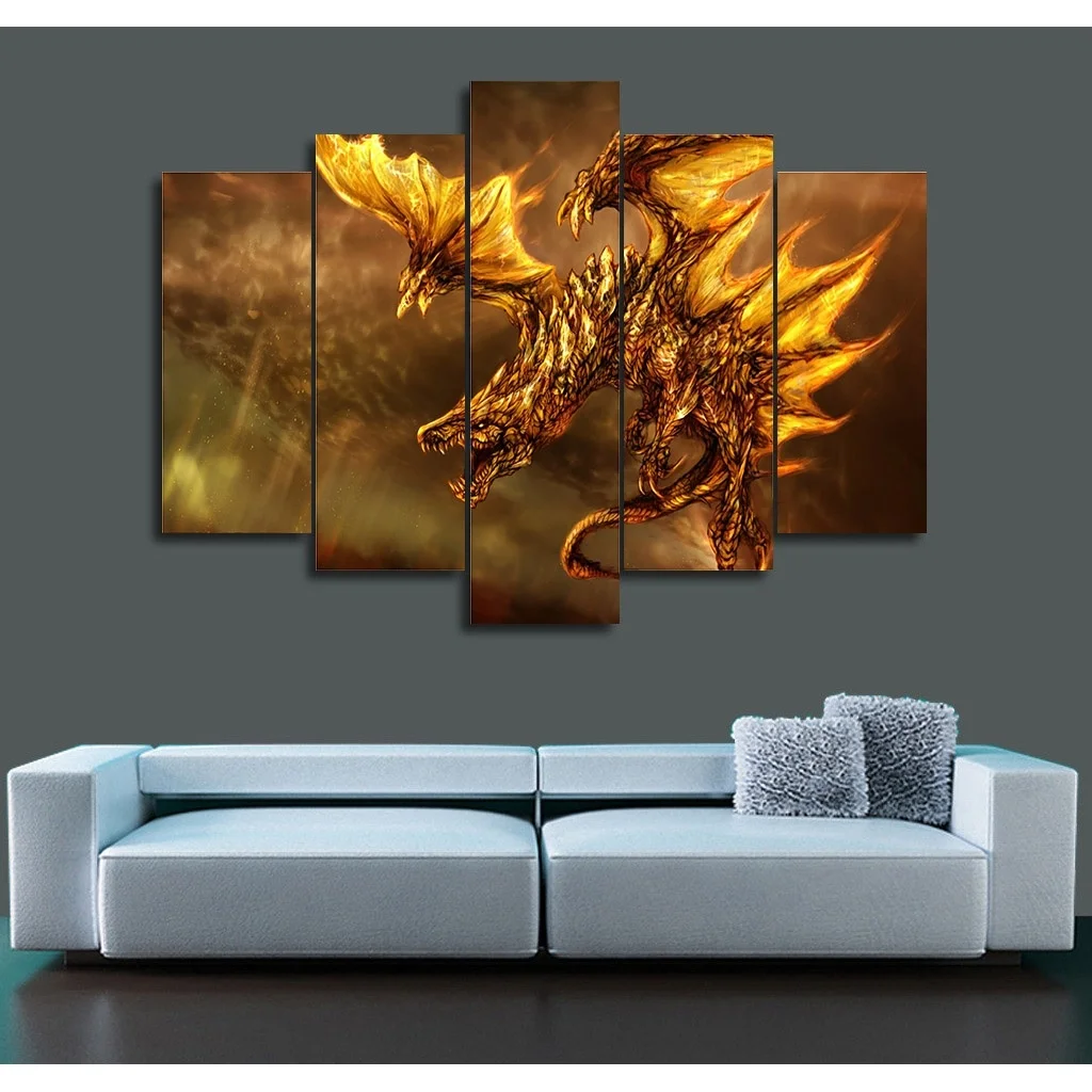 Free shipping 2017 New Style picture print painting Fiery dragon canvas