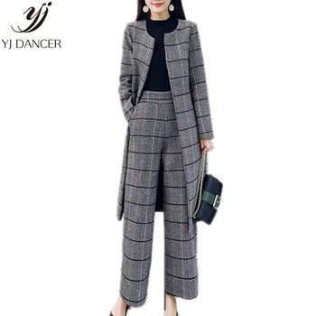 

Women's Suit Woolen 2018 Autumn And Winter New Fashion High quality Thick Woolen Two-Piece Temperament Fashion Suit Tide HJB337