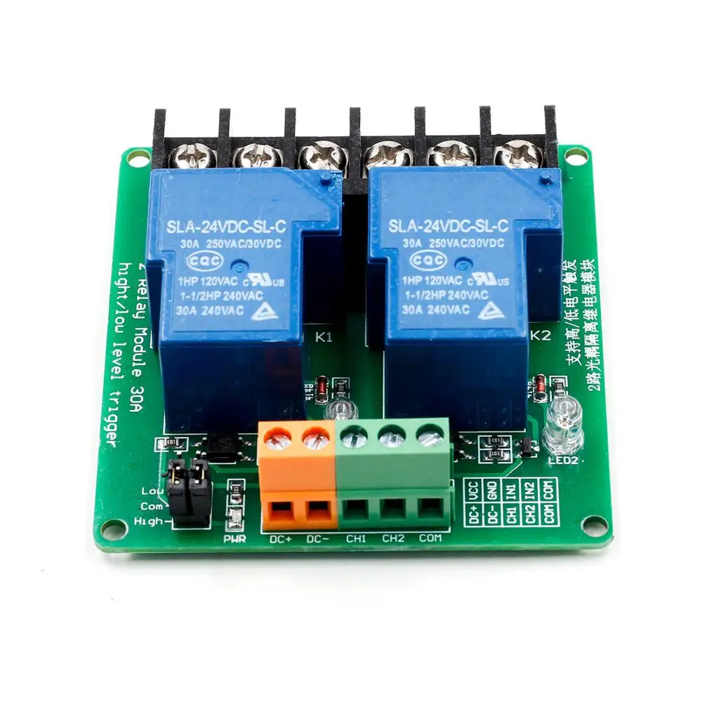 2 полосная 30A высокого и низкого уровня триггерный релейный модуль 5V