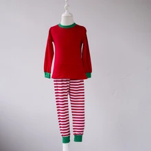 Рождественская Изысканная детская осенне-зимняя термо-Пижама, штаны в красную полоску для маленьких девочек, красная зеленая рубашка, пижамные костюмы