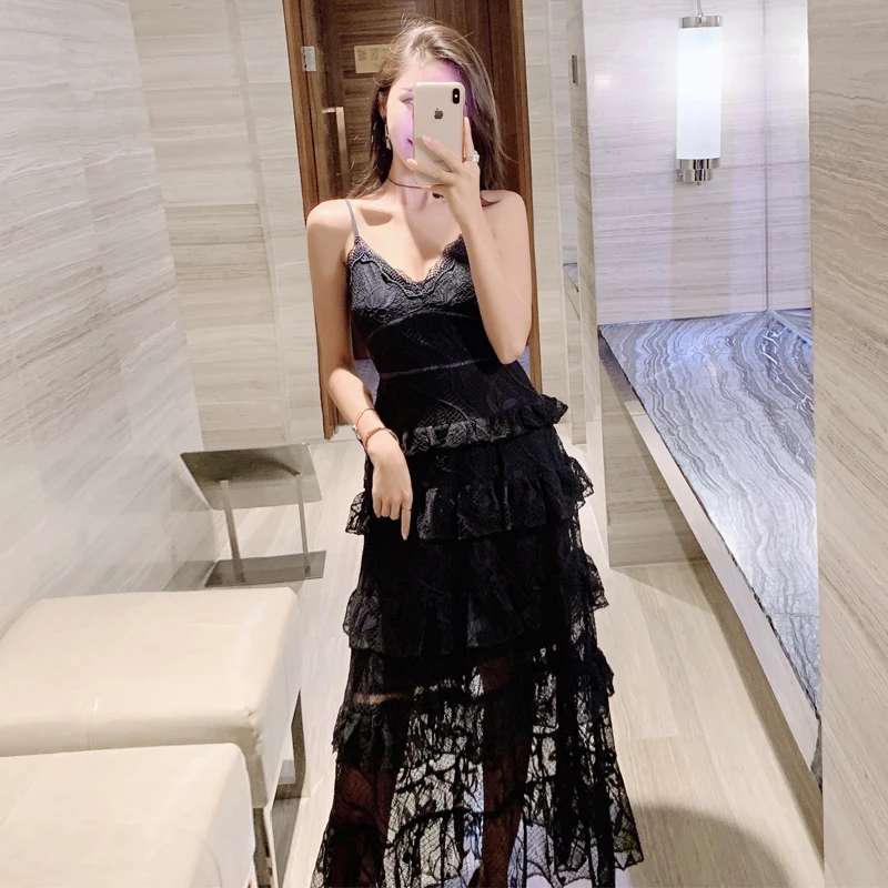 

2019 summer sexy backless floral lace dress women v neck natural sleeve spaghetti strap hollow out dress vestidos DR981