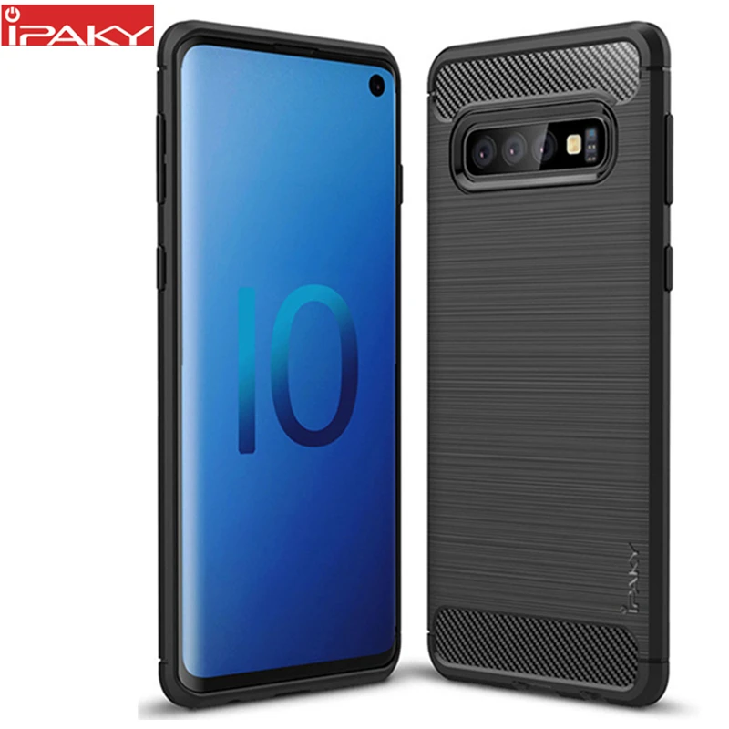

for Samsung S10 Plus Case IPAKY S10 Brushed Silicone Carbon Fiber Hybrid Protective Cover for Samsung Galaxy S10e Case Cover