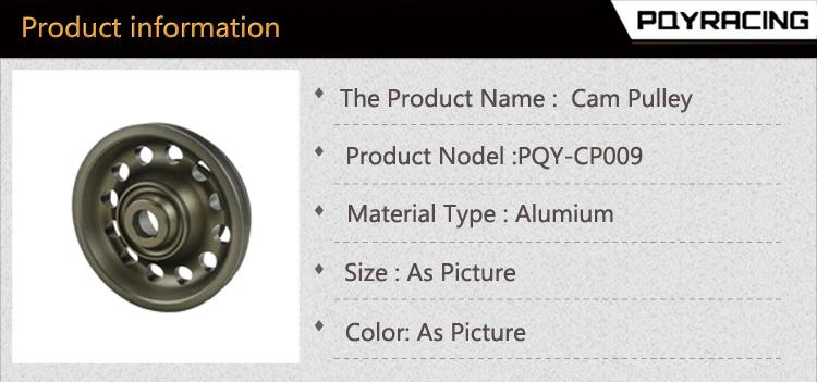 PQY-легкий алюминиевый шкив коленчатого вала OEM размер 92-95 для Civic SOHC D16 PQY-CP009