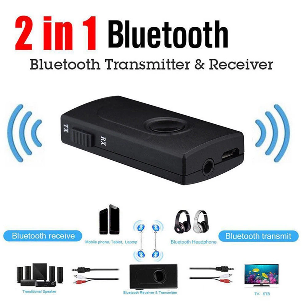Wireless Bluetooth Audio Transmitter + Receiver 3.5MM RCA Music 2 in1 Adapter