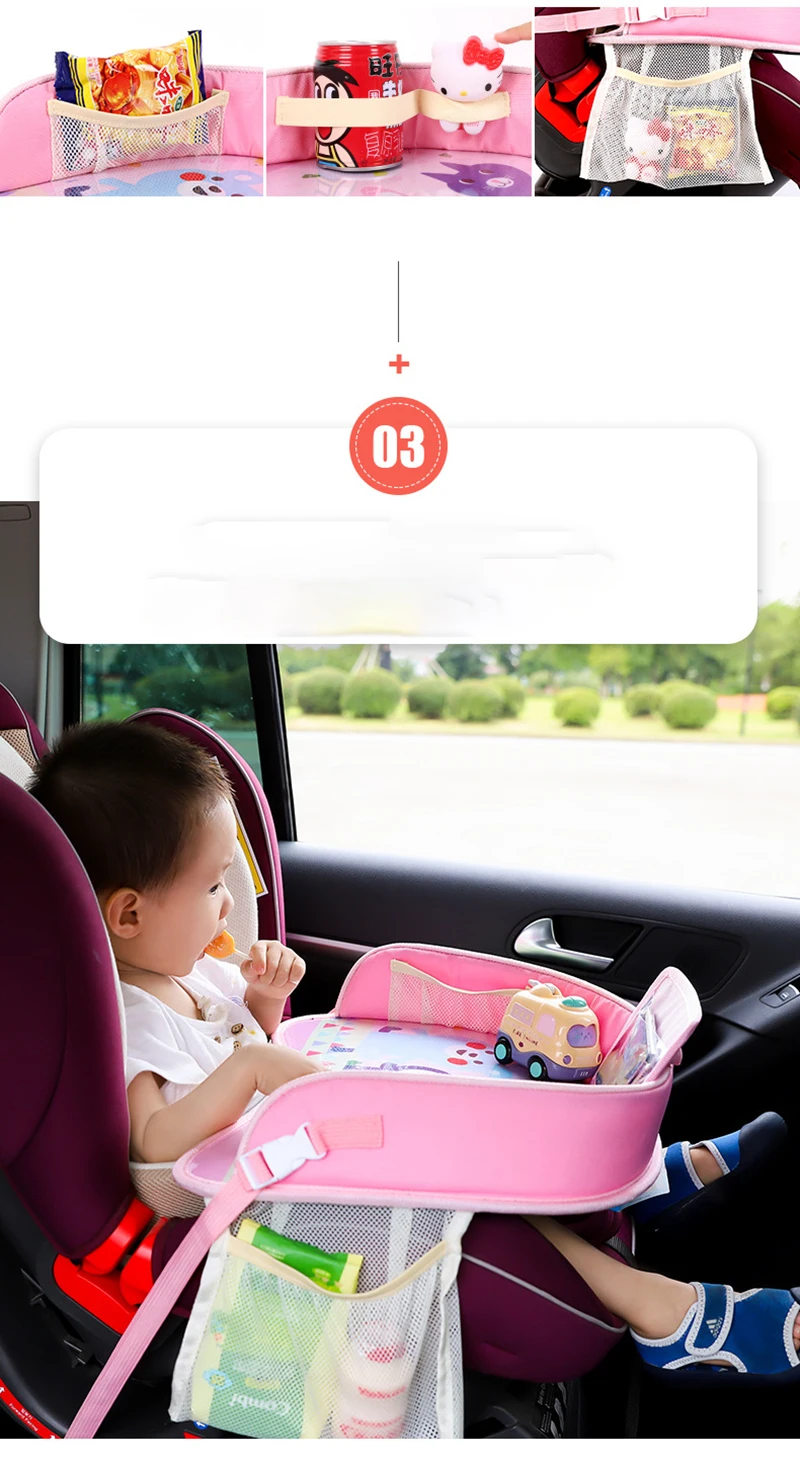 Baby Waterproof Table Car Seat Travel Tray Mutifunctional Kid Storage Seat Stroller Holder Portable Table Desk Incar Accessories