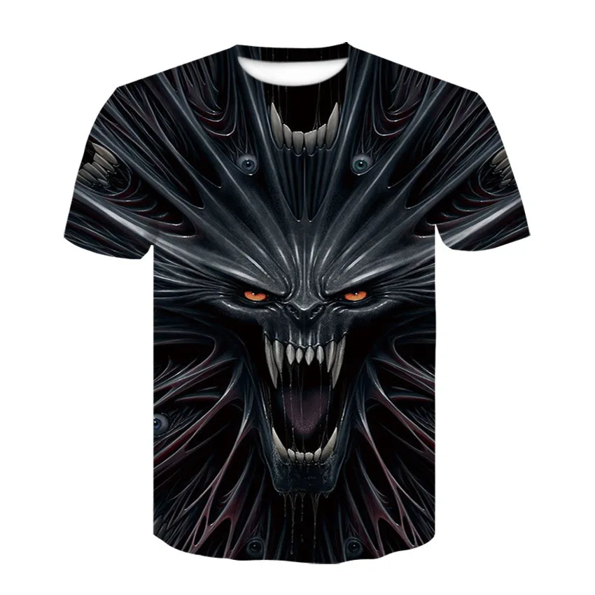 

Summer Wear New Pattern Human Skeleton European Trend Number Printing Short Sleeve T T-shirt Male Fashion T-shirts Summer Top