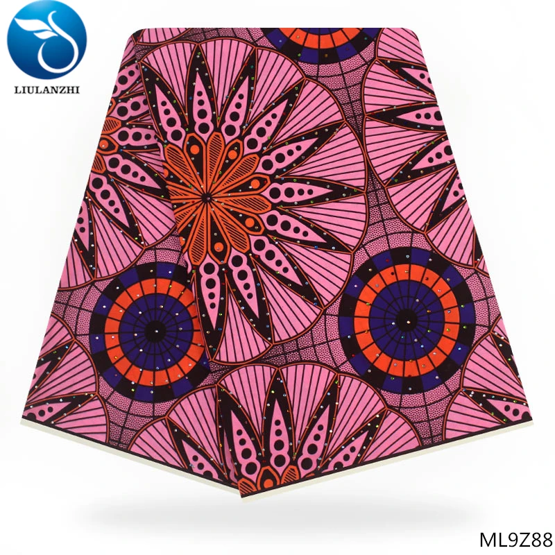 

LIULANZHI afican wax fabrics 6 yards wax fabrics african prints with rhinestones ankara wax ML9Z77--94