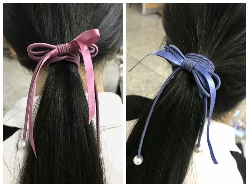 Популярные эластичные резинки для волос с бантом изящные фиксации хвостиков