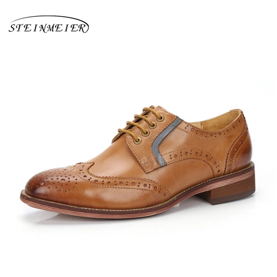 

Genuine sheepskin leather designer vintage yinzo ladies flats shoes handmade brown red black oxford shoes for women 2018 winter