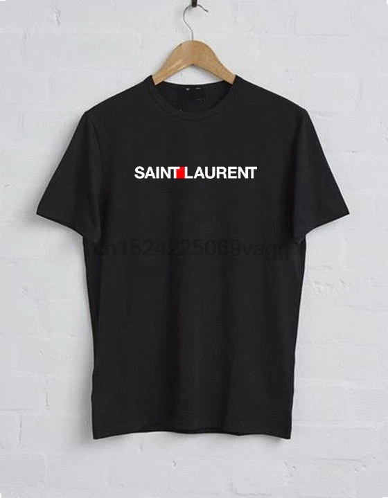 Новый Saint Laurent009 логотип черный серый белый цвет футболка Размеры унисекс для