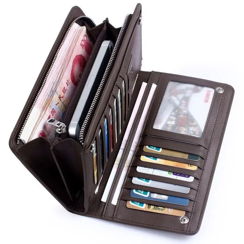Модный мужской деловой кошелек-клатч из искусственной кожи на запястье, органайзер для карт и мобильного телефона, сумочка на молнии