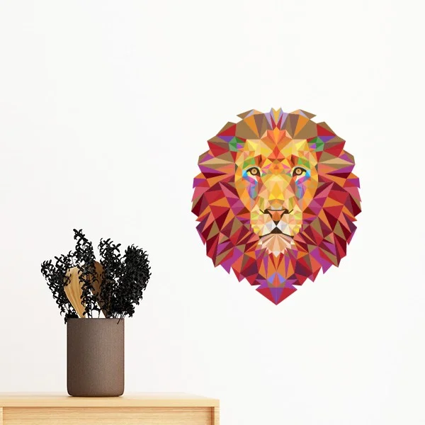 

Colourful Lion Animal Box Stitching Removable Wall Sticker Art Decals Mural DIY Wallpaper for Room Decal
