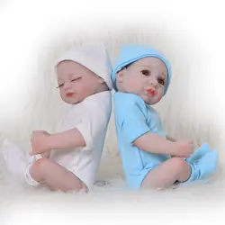 Ручной работы 11 ''27 см реалистичные спать + открытыми глазами Симпатичные Близнецы Куклы Reborn Младенцы Мягкие силиконовые игрушки кукла