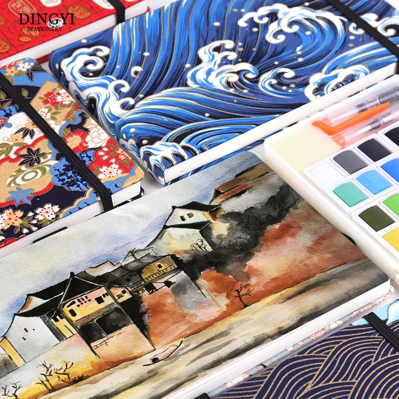 Comprar Hecho a mano 300g papel de acuarela de algodón 32 hojas pintado a mano portátil de viaje pintura libro Bloc de notas cuaderno papelería