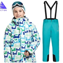 Kids Ski Suit Children Brands Windproof Waterproof Warm Boy Snow Set Pants Winter Skiing And Snowboarding Jacket Child Clothing winter ski suit women brands 2018 ski jacket and pants snow warm waterproof windproof skiing and snowboarding suits