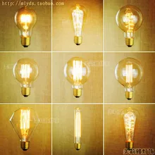 2 шт. E27 40 Вт 220 В Ретро лампада Эдисон лампа Bombilla edison Винтаж лампа ампулы decoratives ST64 a19 T45 G80