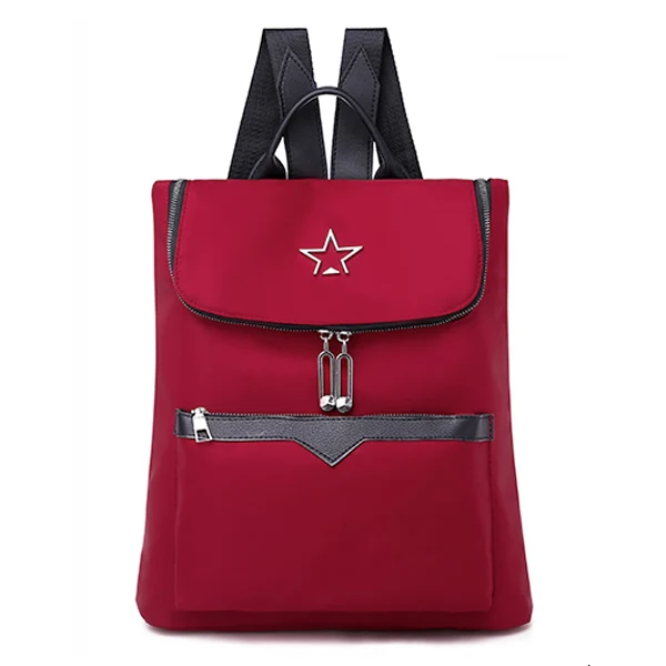 Повседневный женский рюкзак, ткань Оксфорд, водонепроницаемый, Одноцветный, модная женская вместительная сумка, Студенческая, дорожная - Цвет: Красный