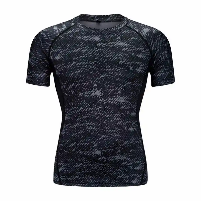 Sport Running t-shirt Short Sleeve O- Collar Basketball Fitness Wear Skinny Sweat Breathable T-shirt Quick Dryer clothes #2N15 (1)