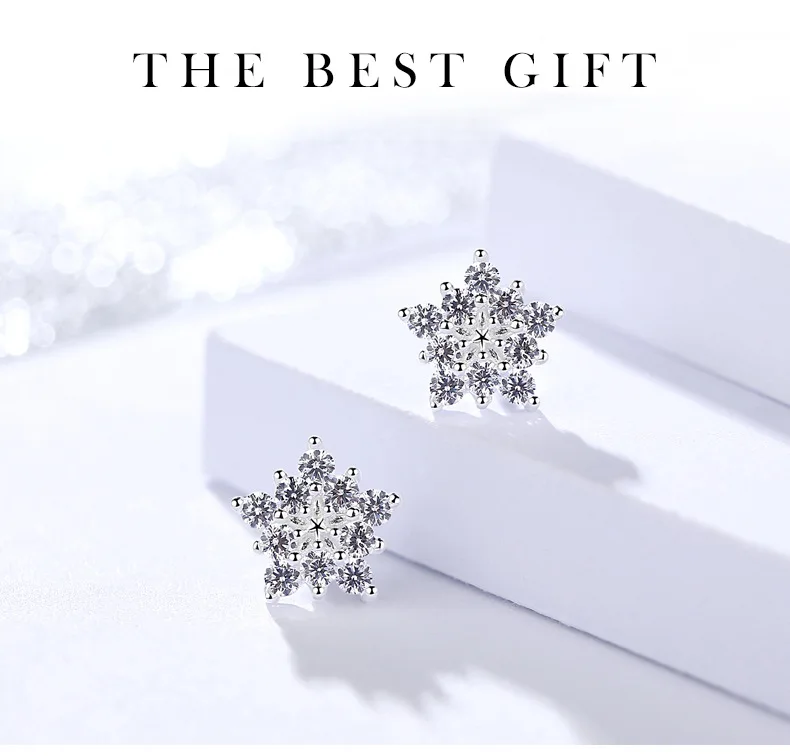 5 snowflake sutd earrings silver