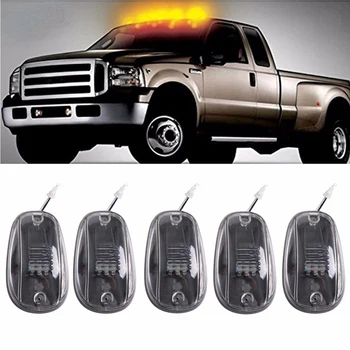 

Liplasting 5 x Transparent Lens Cab Roof Running Amber 9-LED Marker Lights For DODGE RAM 03-16 Car Cab Roof Running Lights