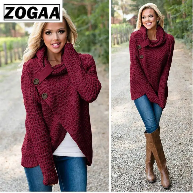 

Autumn Winter Warm Sweater Long-Sleeve Elastic Sweater Female Pullover Turtleneck Knitted Sweaters Tops ZOGAA