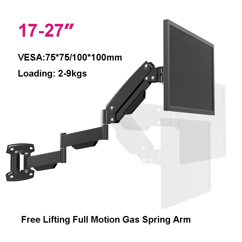 BL-LG312B Ultra-lange Gas Frühling Arm Wand Halterung Monitor Halter  Full-Motion Heavy Duty 17-27 LCD TV Halterung Laden 2-9kgs