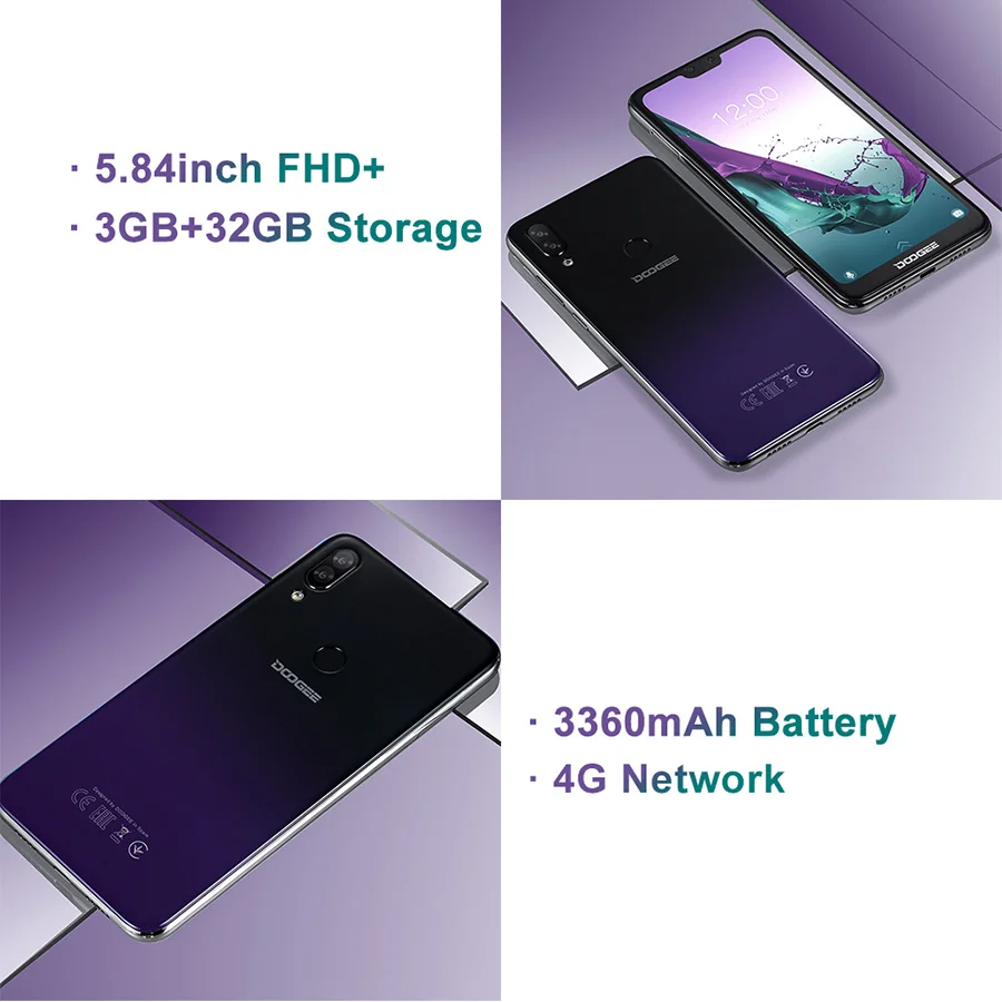 DOOGEE N10 смартфон с восьмиядерным процессором ОЗУ 3 ГБ ПЗУ 32 5 84 дюйма FHD + 19:9 16 Мп 3360