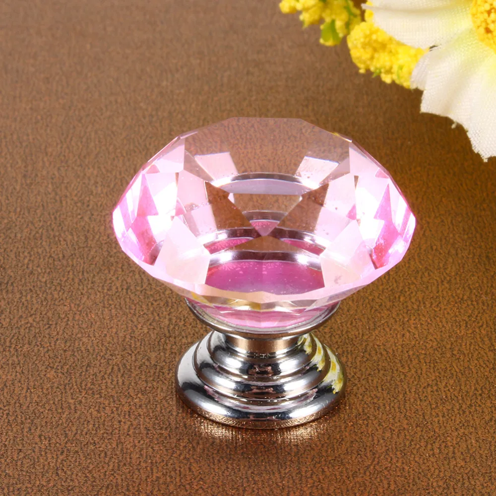 10Pcs/Lot 30mm Crystal Glass Door Handles Kitchen Drawer