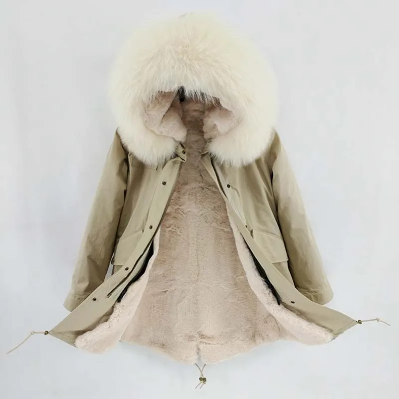 

2019 New Winter Jacket Women Long Parka Real Fur Coat Natural Raccoon Fur Collar Thick Warm Streetwear Luxury Outerwear Parkas