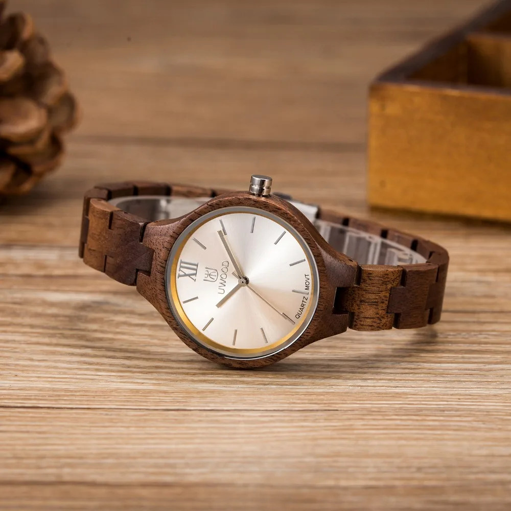 Часы наручные женские кварцевые с деревянным ремешком и браслетом|wristwatch