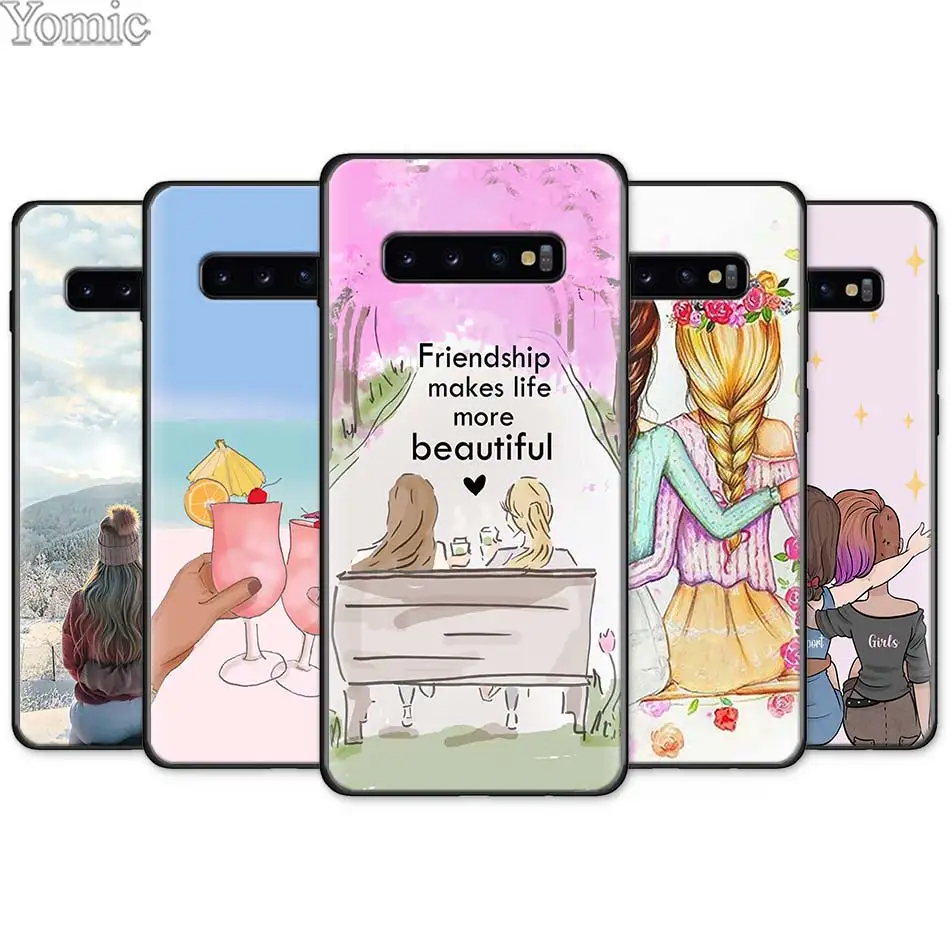 

best sisters and best friend Black Silicone Case for Samsung Galaxy S10e S10 S8 S9 Plus S7 A40 A50 A70 Note 8 9 Soft Case Cover