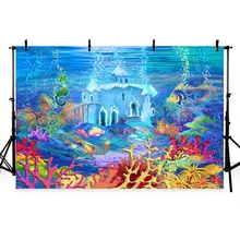 MEHOFOTO Summer Theme Vinyl Photography Backdground Fairy Tale Under The Sea Castle Cartoon Seahorse Children Backdrops G-497