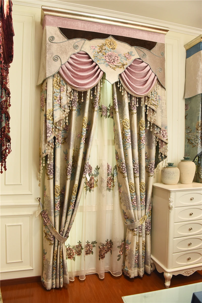 Европейские и американские роскошные 4D рельефные декоративные шторы для гостиной высокого качества бежевые классические занавески для спальни