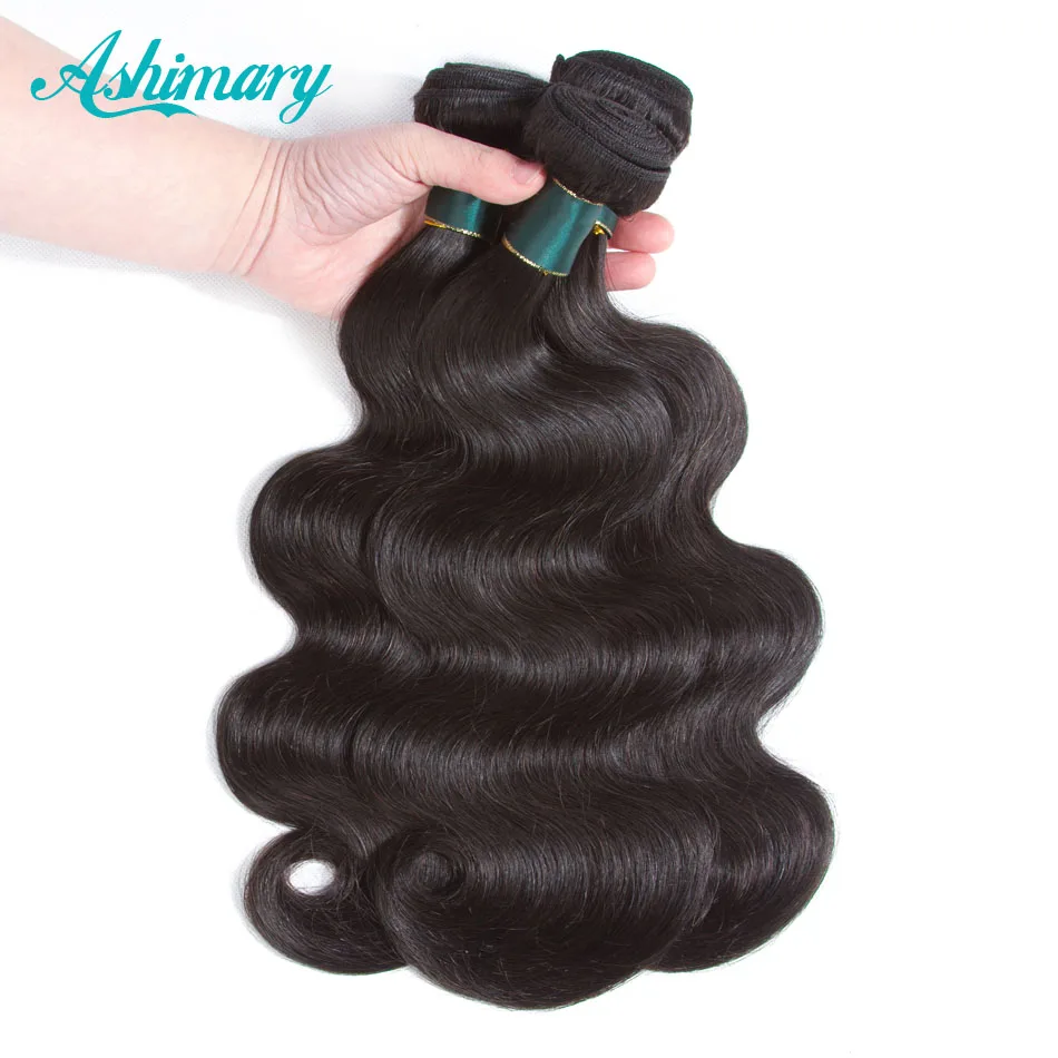 Ashimary волос Малайзии тело волна волос, плетение 1/3/4 Комплект предложения человеческих волос Комплект s 8 "-28" дюймов волос