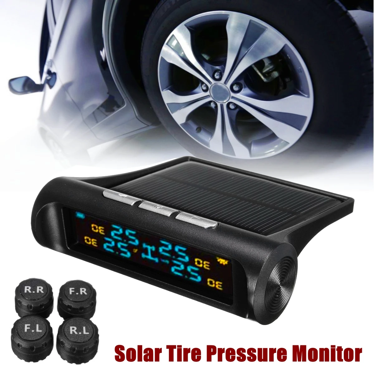 Digital LCD Display Wireless Solar TPMS Car Tire Pressure Monitoring System + 4 External Sensor Security Tire Pressure Alarm Digital LCD Display Wireless Solar TPMS Car Tire Pressure Monitoring System + 4 External Sensor Security Tire Pressure Alarm