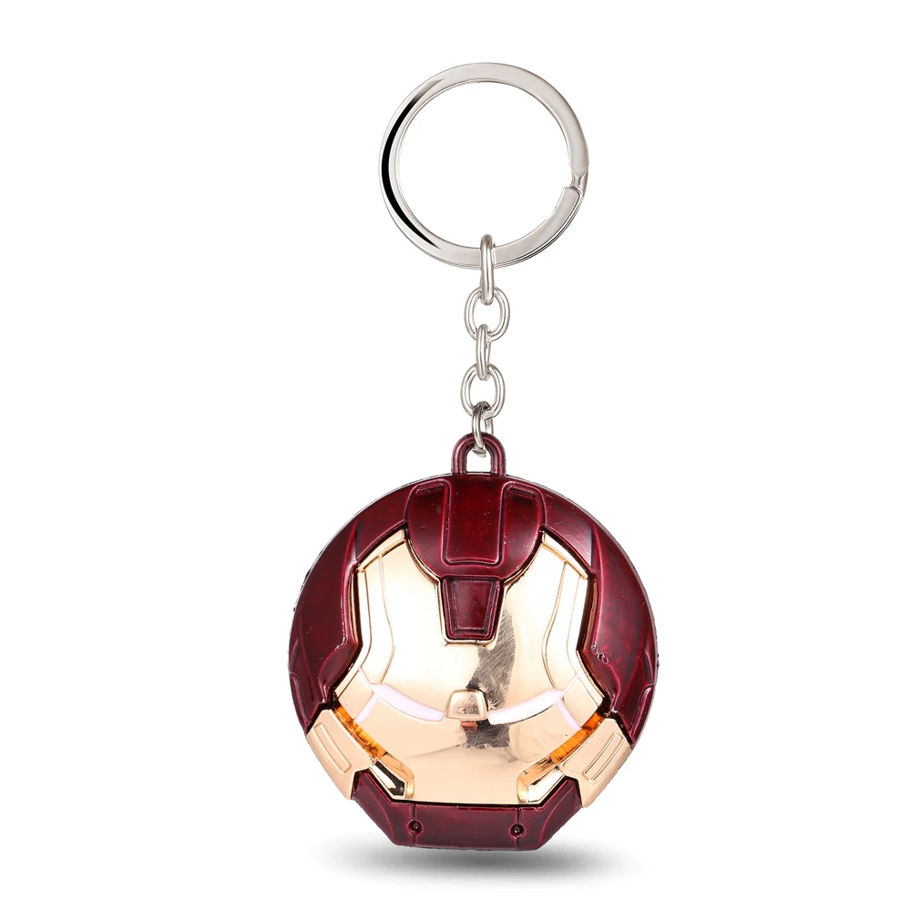 HSIC Dropshipping 2016 New Red Round Iron Man Key Chains Metal Alloy