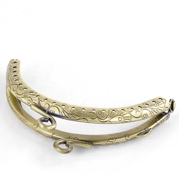 

2Pcs Vintage Bronze Tone Clutch Coins Purse Arc Frame Kiss Clasp Lock DIY Handbag Handle 8.5x5.8cm