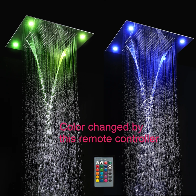 Luxurious LED Shower System Ceiling Mount Rain Head set big rain shower head,dual rain and waterfall shower sets