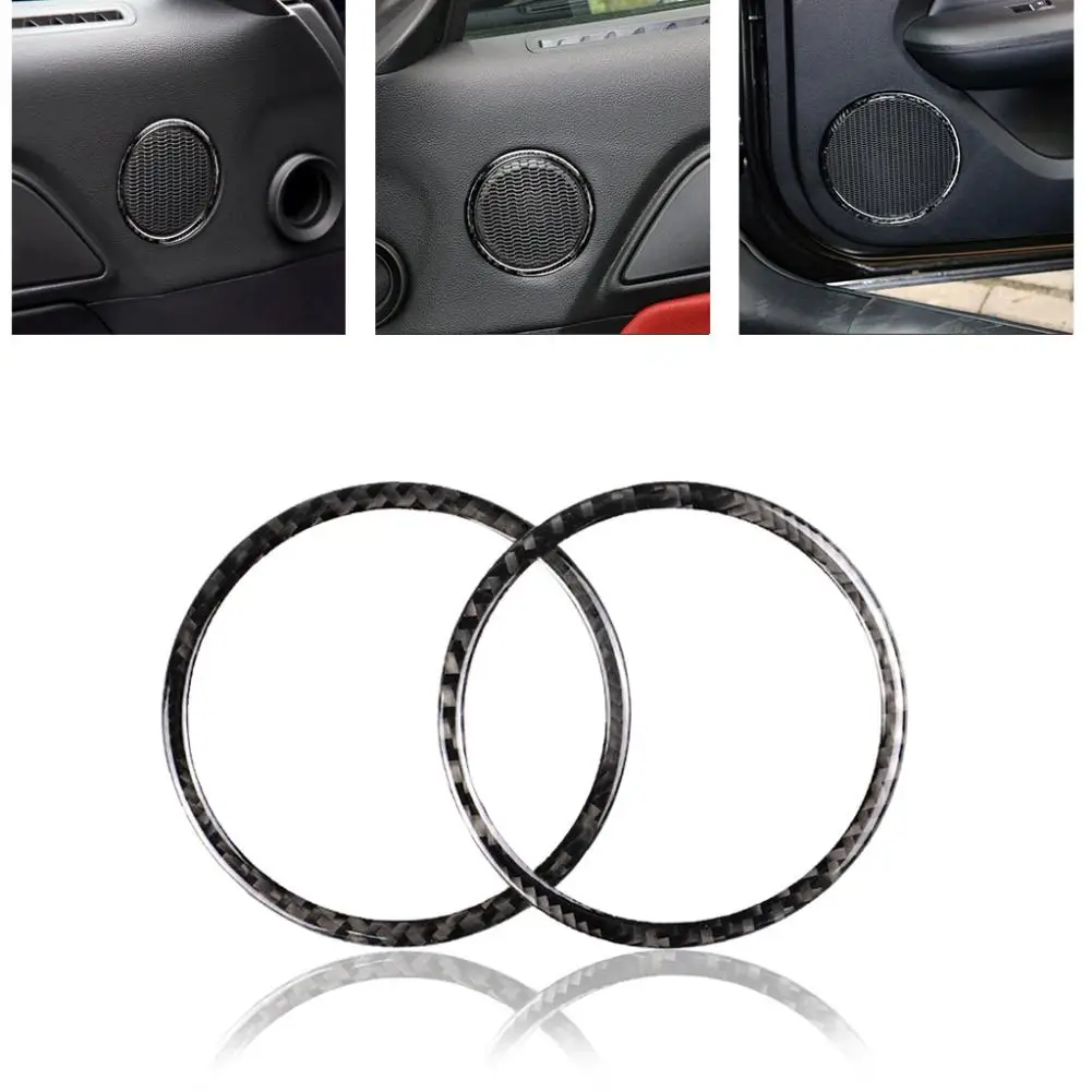 

1 Pair Carbon Fiber Car Door Audio Speaker Ring Cover Sticker for Ford Mustang